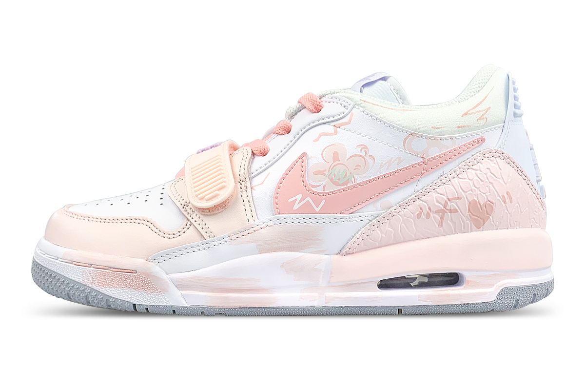Jordan Legacy 312 Slip Resistant Abrasion Resistant Low top Vintage Basketball Shoes Women’s White Pink