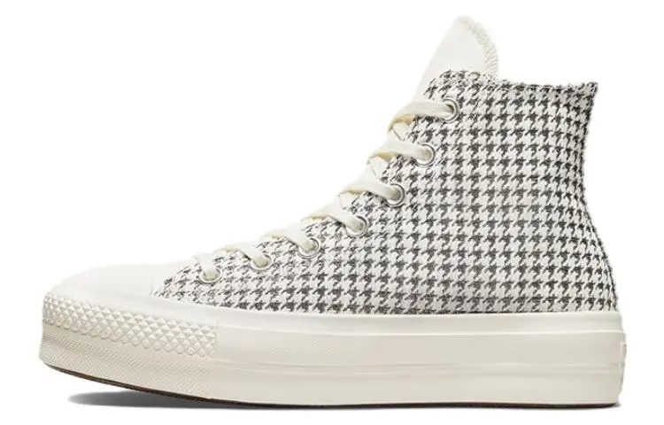 Chuck Taylor All Star Wmns Converse Lift Platform High 'Houndstooth Shine - Egret Pure Silver' Women's