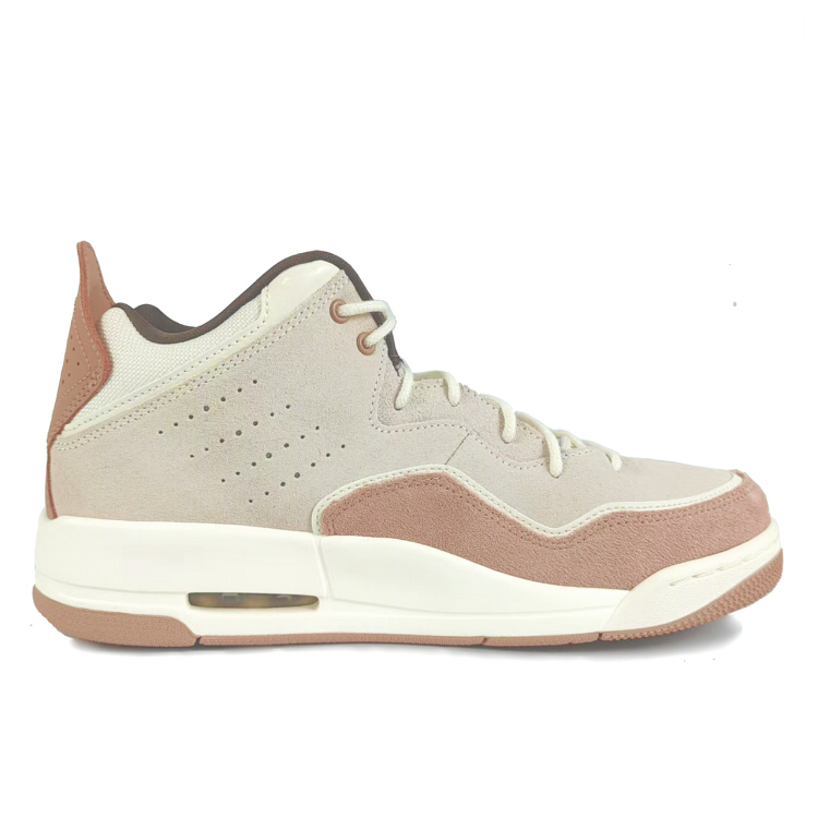 Jordan Courtside 23 Textile, Split Cow Leather Abrasion Resistant Mid top Vintage Basketball Shoes Men’s Brown White