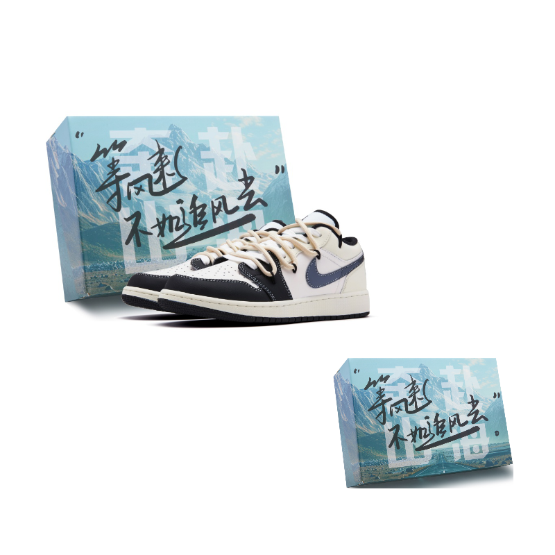 Jordan Air Jordan 1 Cushioning, Wear Resistant Low top Vintage Basketball Shoes Men’s Black Beige White