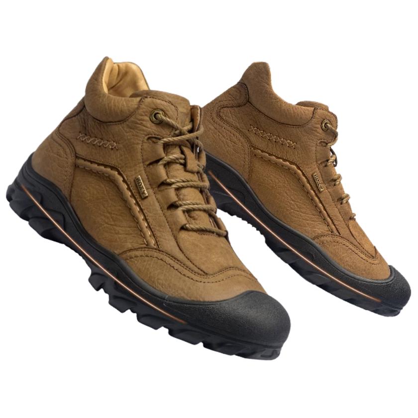 XGN Fleece Lined Thermal Non Slip And Waterproof Mid top Mountaineering Shoes Men’s Khaki