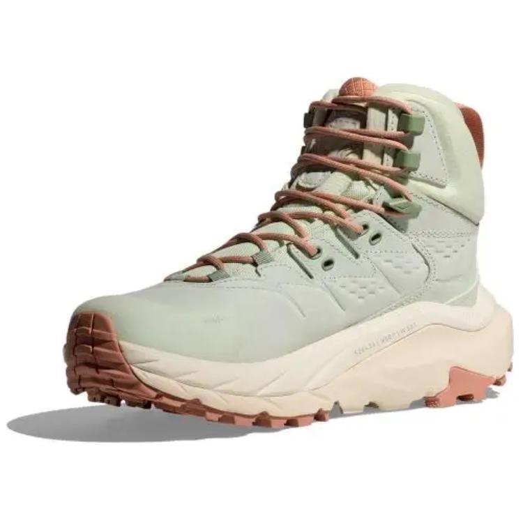 HOKA ONE ONE Kaha 2 Cow Leather Abrasion Resistant Waterproof Support High top Hiking Shoes Unisex Mint Green