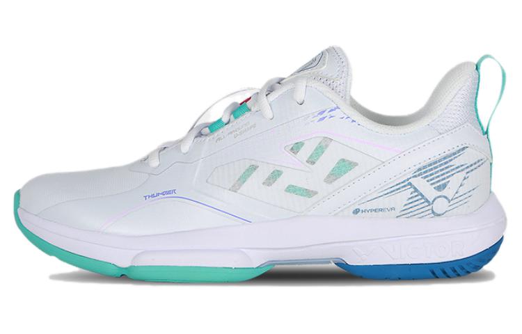 VICTOR Cushioning Lightweight Low top Badminton Shoes Unisex White Green Mismatched