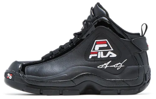 FILA Grant Hill 2 25th Anniversary Synthetic Leather High top Vintage Basketball Shoes Men's Black Korean Style