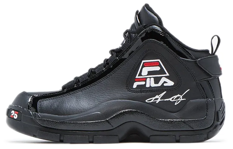 FILA Grant Hill 2 25th Anniversary Synthetic Leather High top Vintage Basketball Shoes Men's Black Korean Style