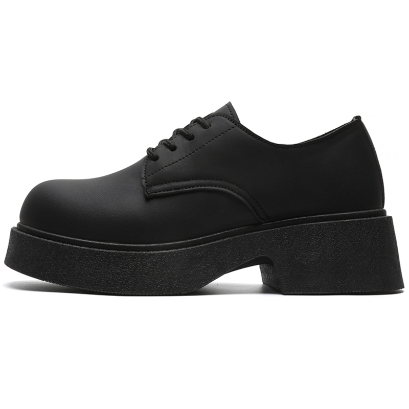 JKEM Derby leather shoes, niche trend, thick soles for heightening, British Martin, classic and versatile, loose and large toe, Hong Kong style business, light casual shoes for couples, men's style