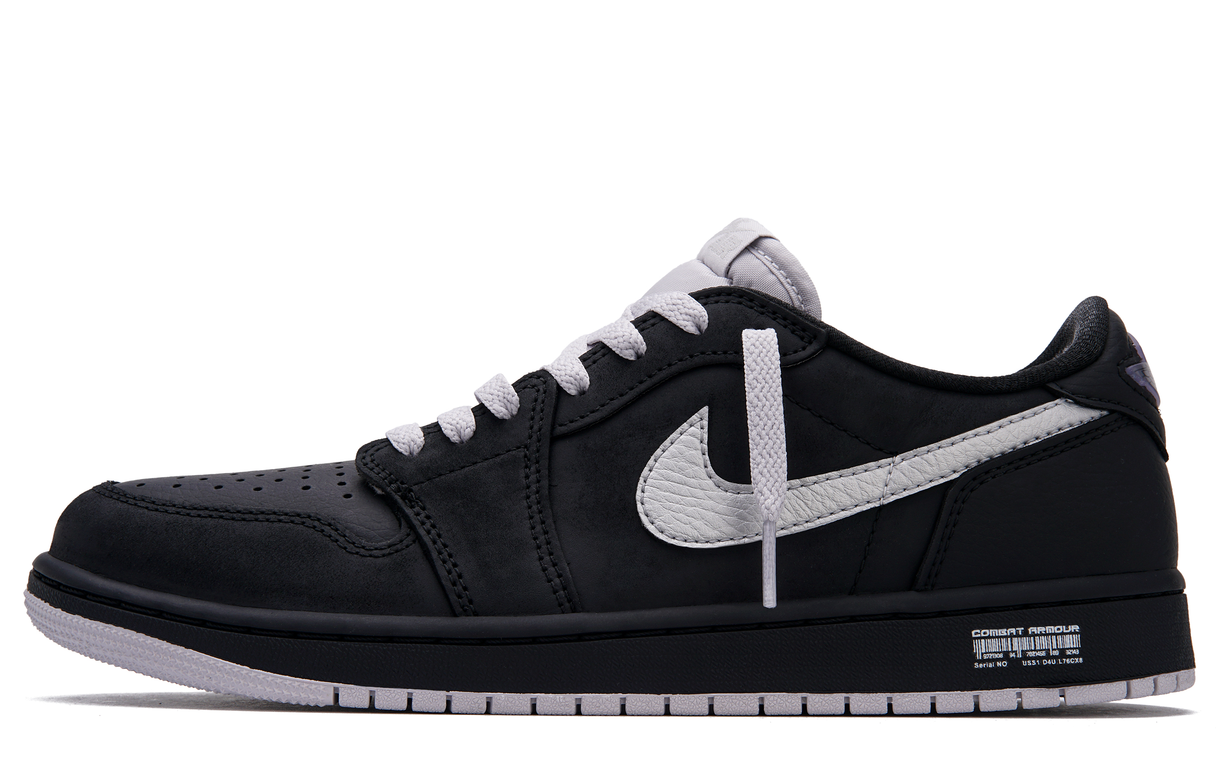 Jordan Air Jordan 1 Slip Resistant Abrasion Resistant Low top Vintage Basketball Shoes Unisex Black Silver