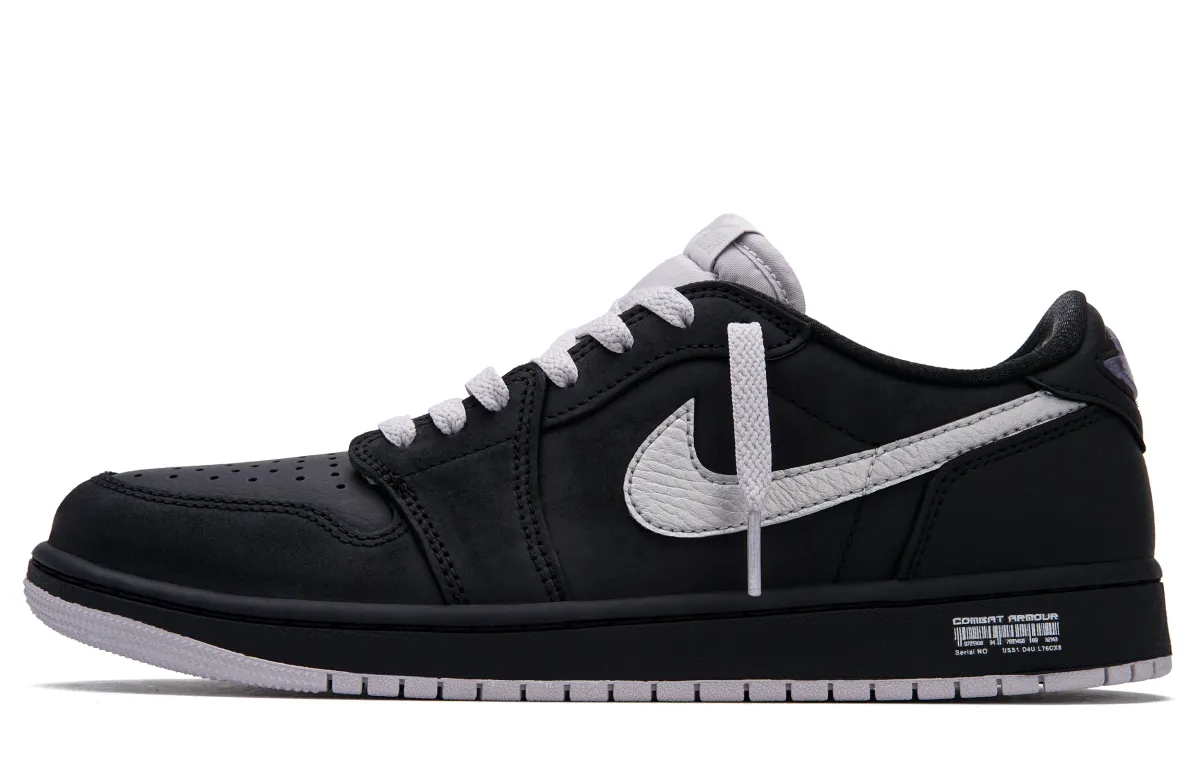 Jordan Air Jordan 1 Slip Resistant Abrasion Resistant Low top Vintage Basketball Shoes Unisex Black Silver