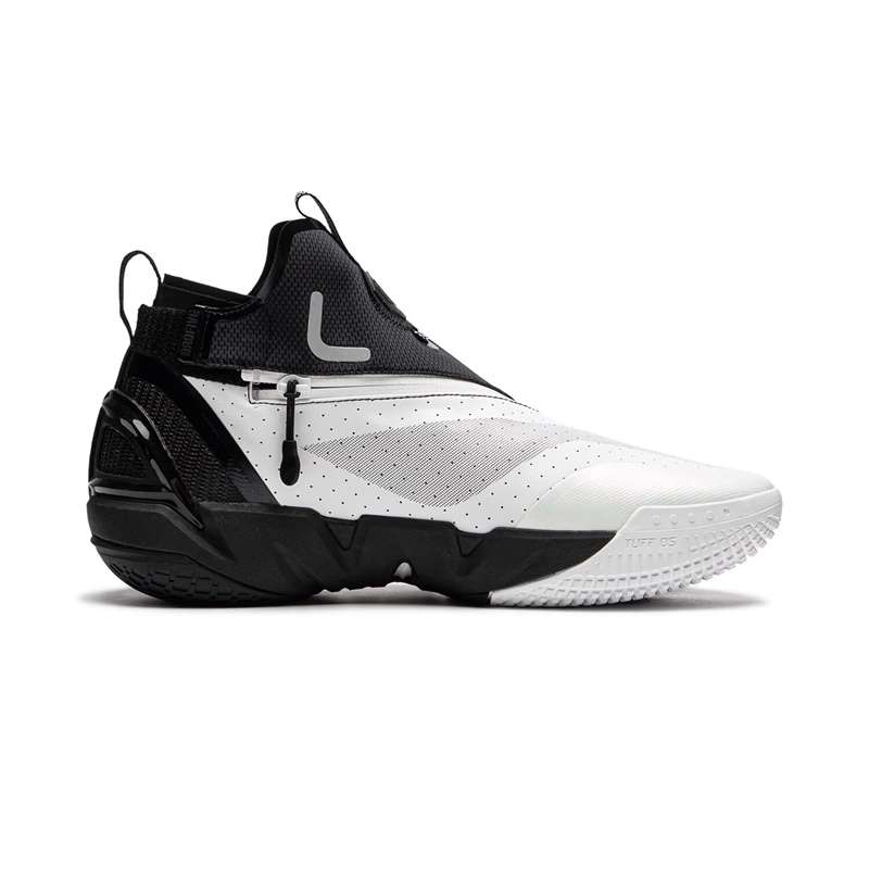 Li Ning BadFive 4 Cushioning Slip Resistant Abrasion Resistant Mid top Basketball Shoes Men’s Black White