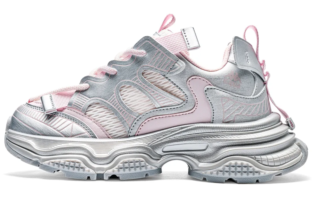 Kappa First Clear Sky Back to Back Slip Resistant Abrasion Resistant Low top Chunky Sneakers Women's Silver Pink