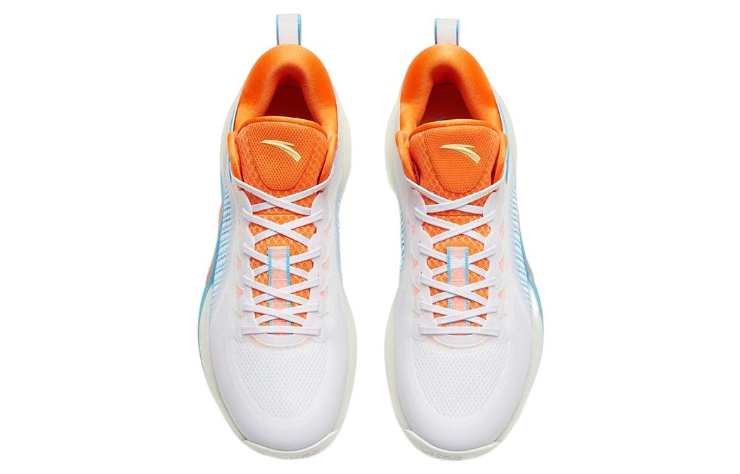 Anta Cement Bubbles 3 Fabric Slip Resistant Abrasion Resistant Low top Basketball Shoes Men’s White Blue Orange