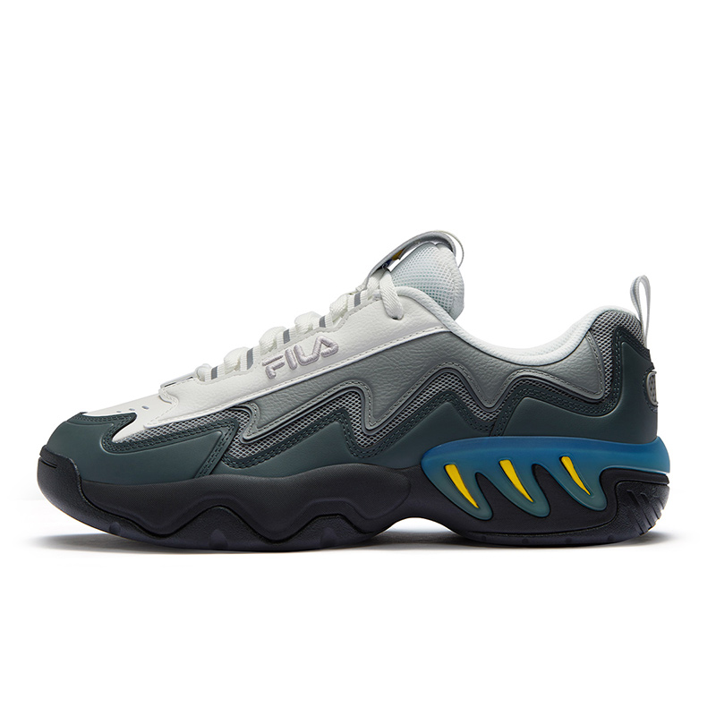 FILA FUSION Low top Vintage Basketball Shoes Men’s Urban Gray White Medium White