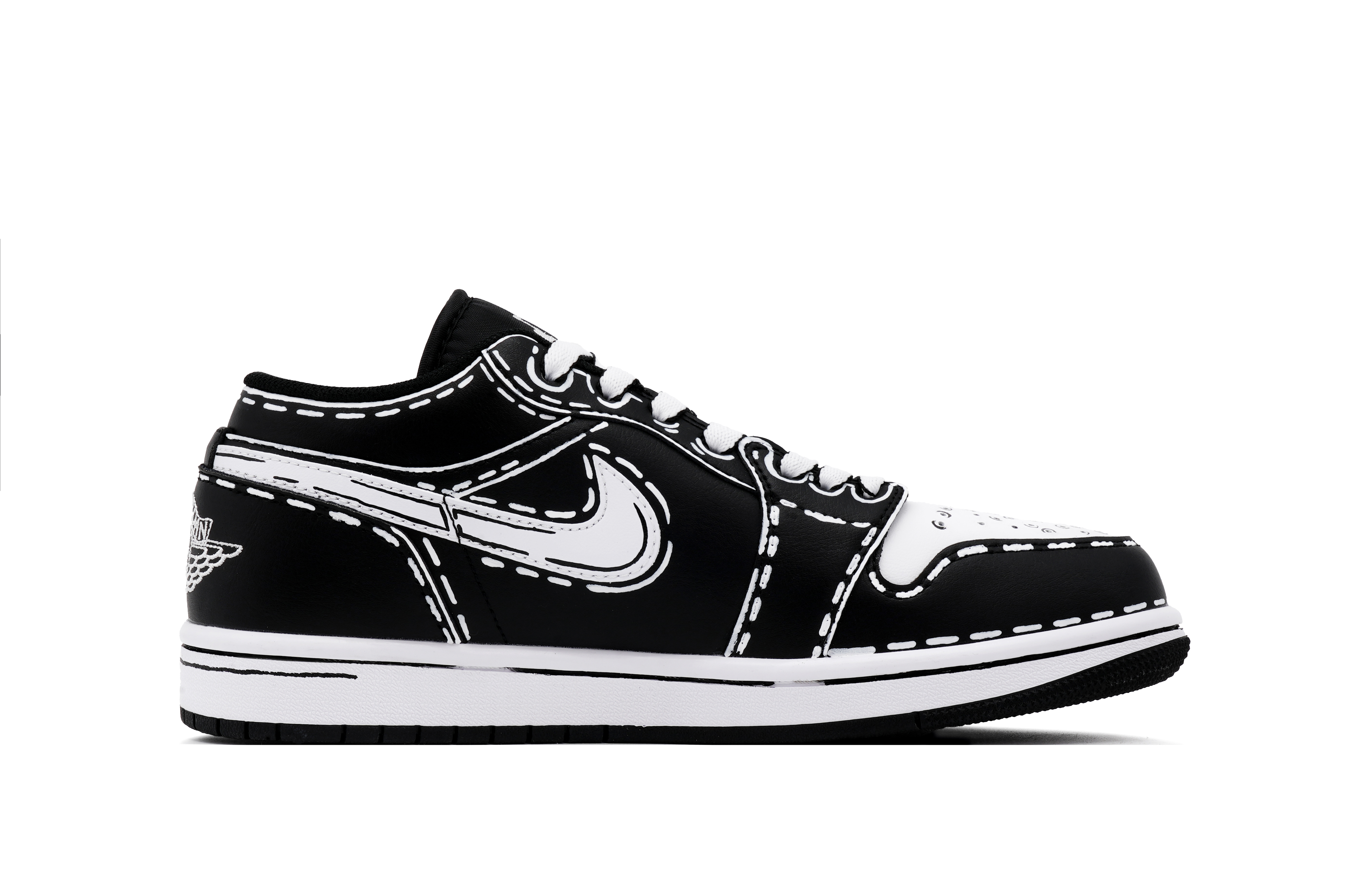 Jordan Air Jordan 1 Low’Orca’ Slip Resistant Abrasion Resistant Low top Vintage Basketball Shoes Unisex Black