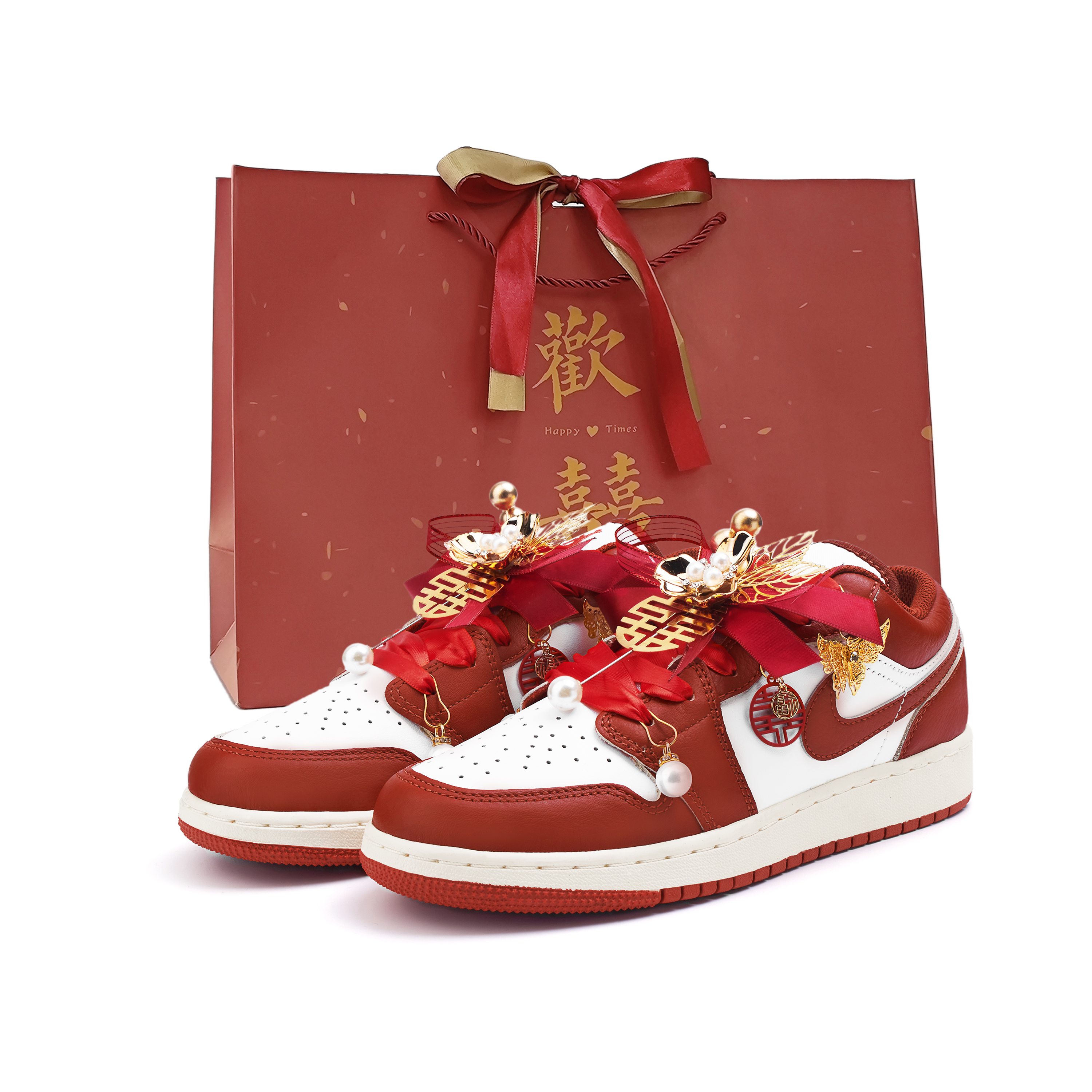 Jordan Air Jordan 1 Slip Resistant Abrasion Resistant Low top Vintage Basketball Shoes Women’s Red