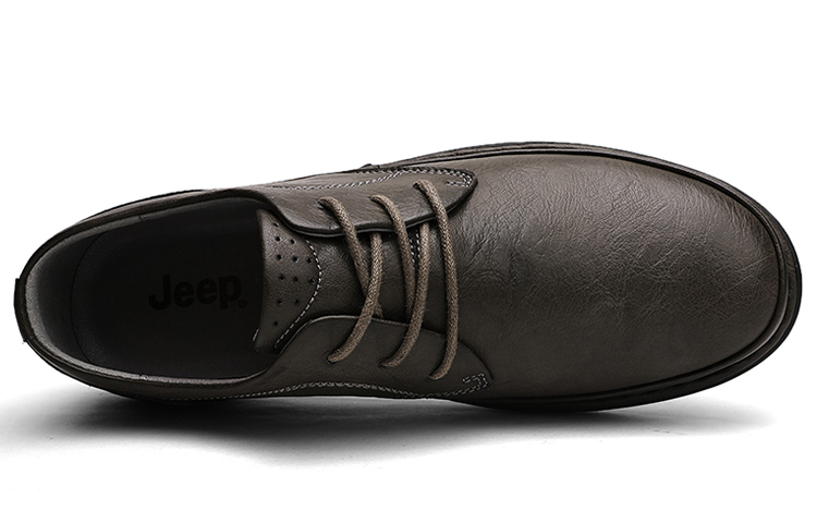Jeep Casual Leather Shoes Men's Low Top Khaki