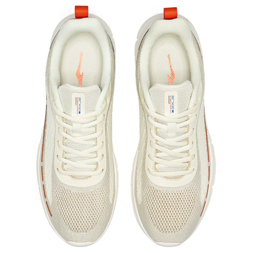 Erke Cushioning, Wear Resistant Low top Training Shoes Men’s White Orange Blue