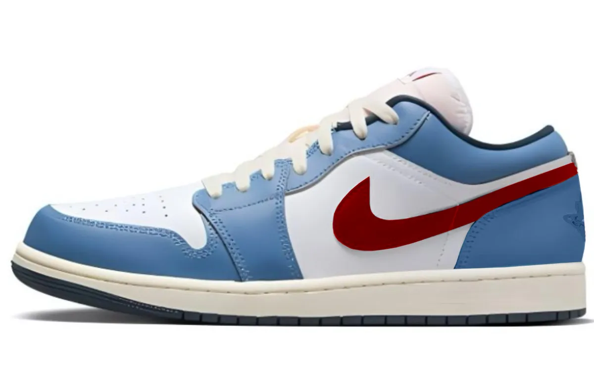 Jordan Air Jordan 1 Low top Basketball Shoes Men's White Blue Red