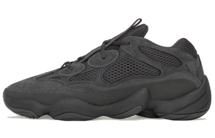 Adidas originals Yeezy 500 Black Soul Black Warrior \"Utility Black\" suede fabric, simple and comfortable, non-slip, low-cut dad shoes, women's black