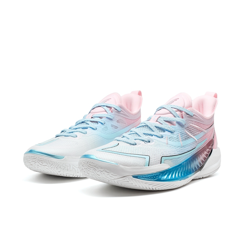 XTEP Cushioning Slip Resistant Support Cushioning Slip Resistant Support Low top Basketball Shoes Men’s Pink Blue White