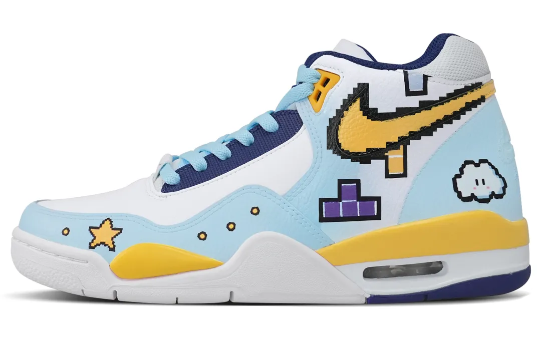 Nike Flight Legacy Mid top Vintage Basketball Shoes Men's Blue White