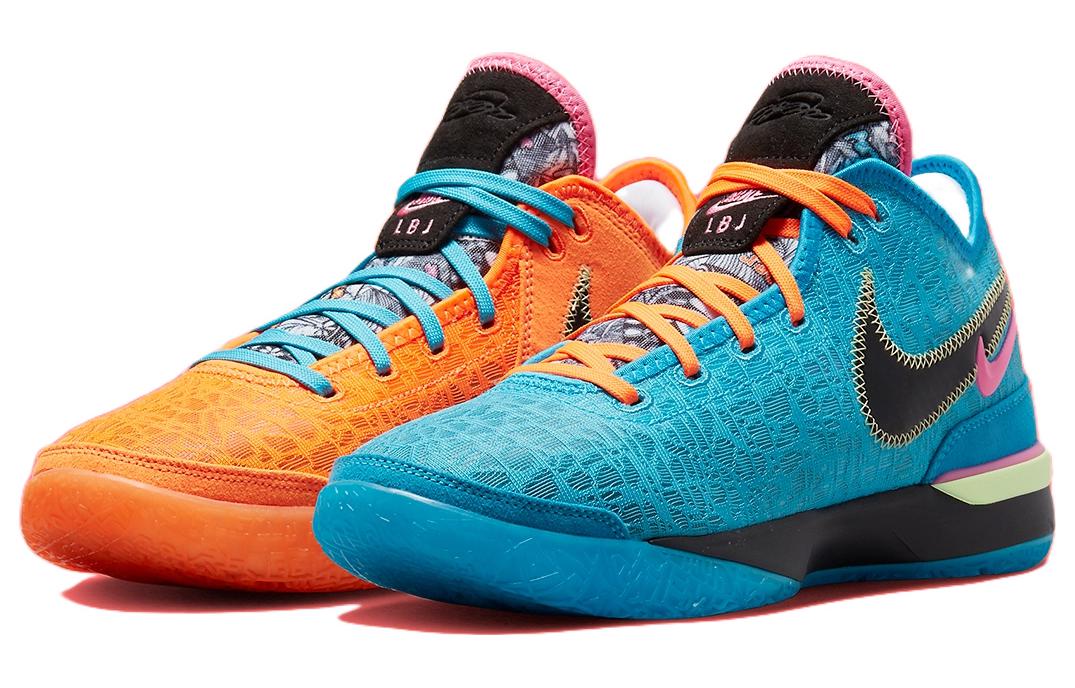 Nike LeBron NXXT Gen Zoom \"I Promise\" Brownie Generation Round Toe Comfort Fabric Leather Shock Absorbing Anti-Slip Wrapped Support Low-top Basketball Shoes Men's Blue Orange Mandarin Duck Foreign Version