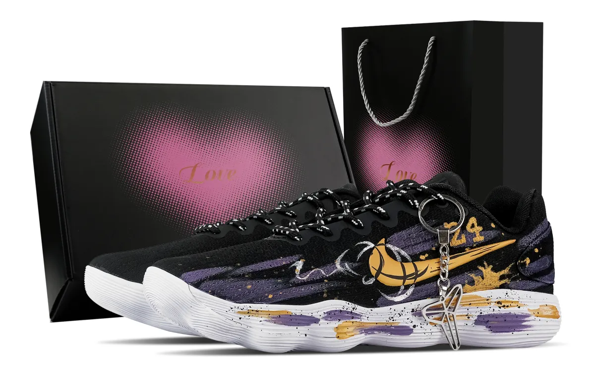 Nike Hyperdunk 2017 Purple Gold Legend, Heart Box Low top Basketball Shoes Men's