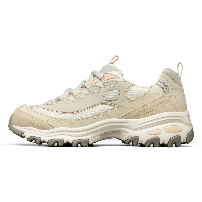 Skechers D'Lites 1.0 Panda Shoes, Milk Tea Bear QQ Soy Milk, Soft Sole Cushioning Chunky Sneakers Women's Natural