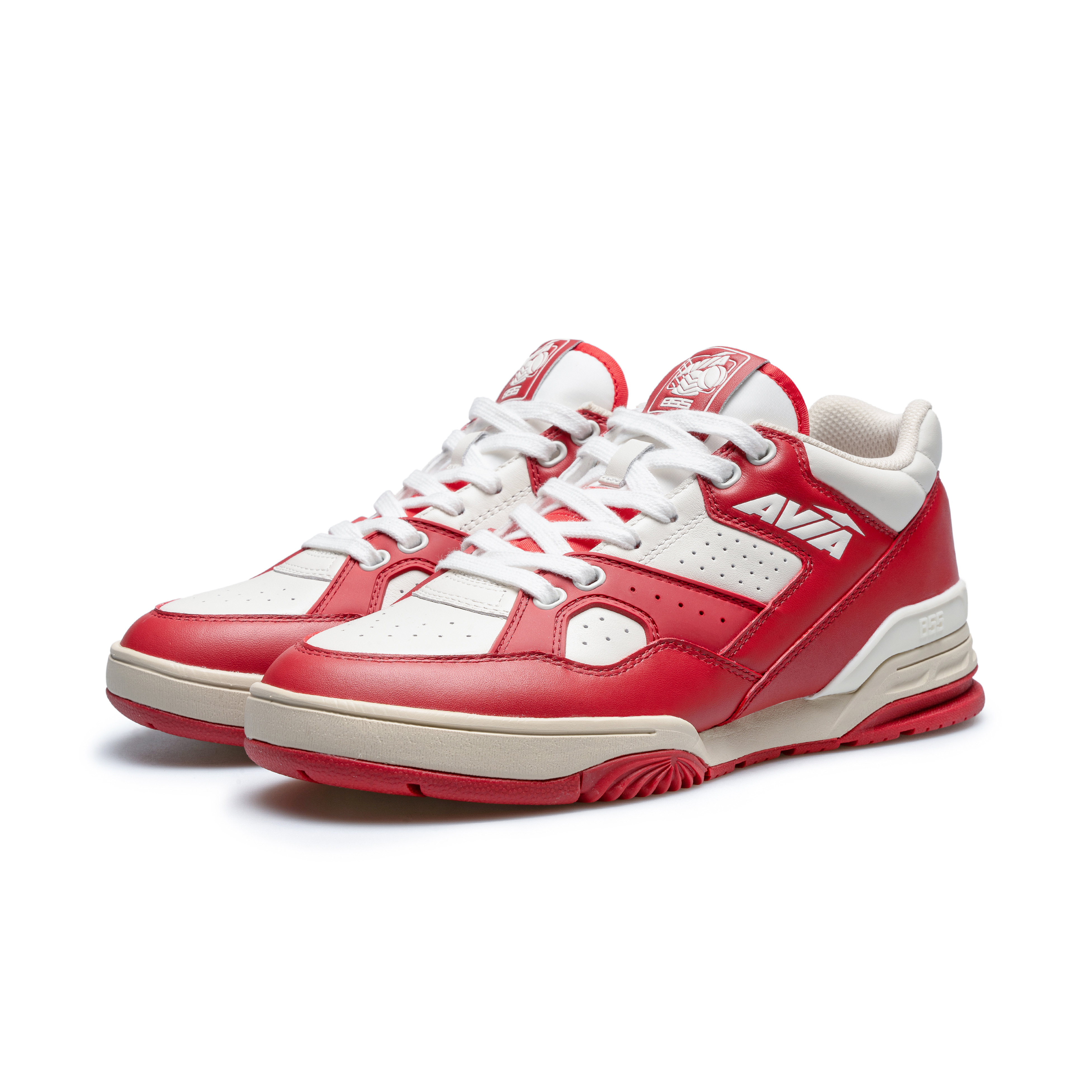 AVIA 855L Cow Leather Cushioning, Wear Resistant Low top Vintage Basketball Shoes Men’s Red White