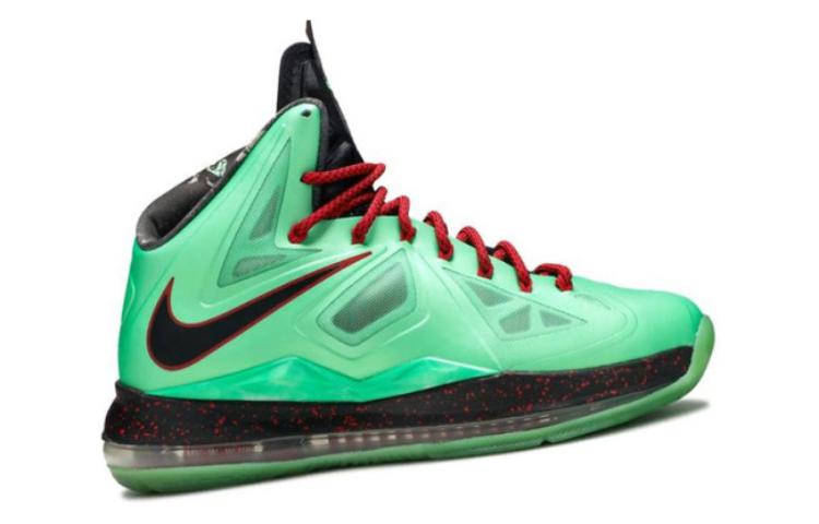 Мужские кроссовки Nike Lebron 10 Cutting Jade (зеленые) — 黑/大学红/玻璃纤维 — фото 2
