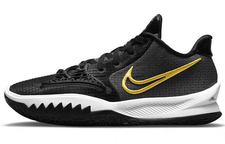 Nike Kyrie Low 4 Irving 4 round toe lace-up mesh fabric synthetic leather shock-absorbing, non-slip and wear-resistant low-top practical basketball shoes men's black gold
