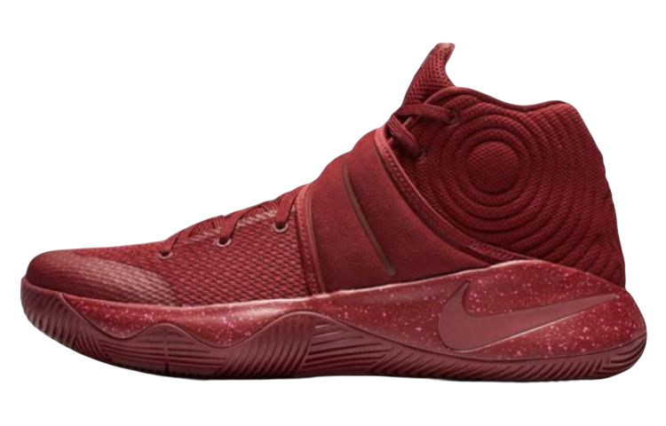 Nike Kyrie 2 \"Red Velvet\" OG model, round toe lace-up, mesh fabric, synthetic leather, non-slip, lightweight, mid-top, practical basketball shoes, men's style, red silk
