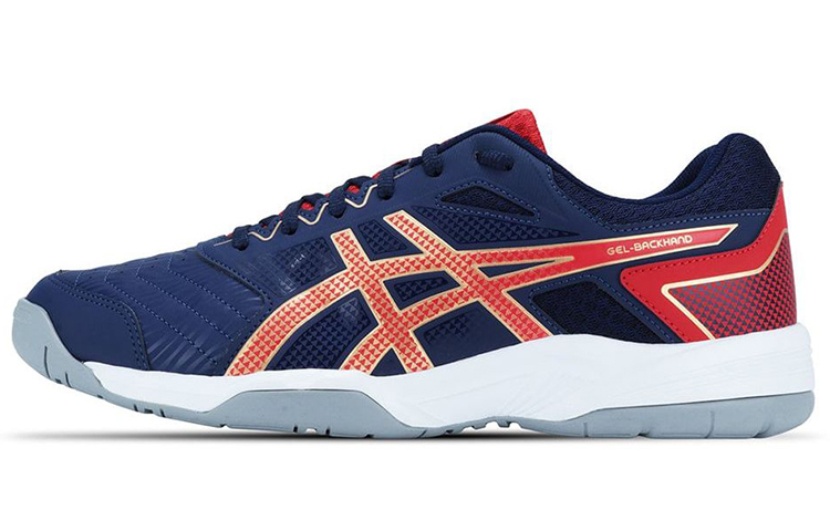Asics Gel Backhand Comfortable Low top Tennis Shoes Men's Blue Orange