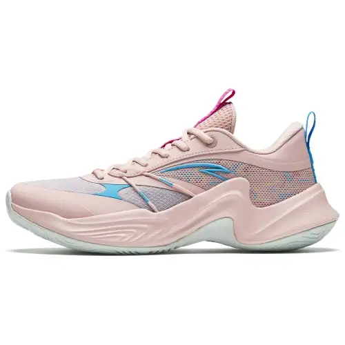 Anta Heatwave Slip Resistant Abrasion Resistant Low top Basketball Shoes Men's Pink Blue