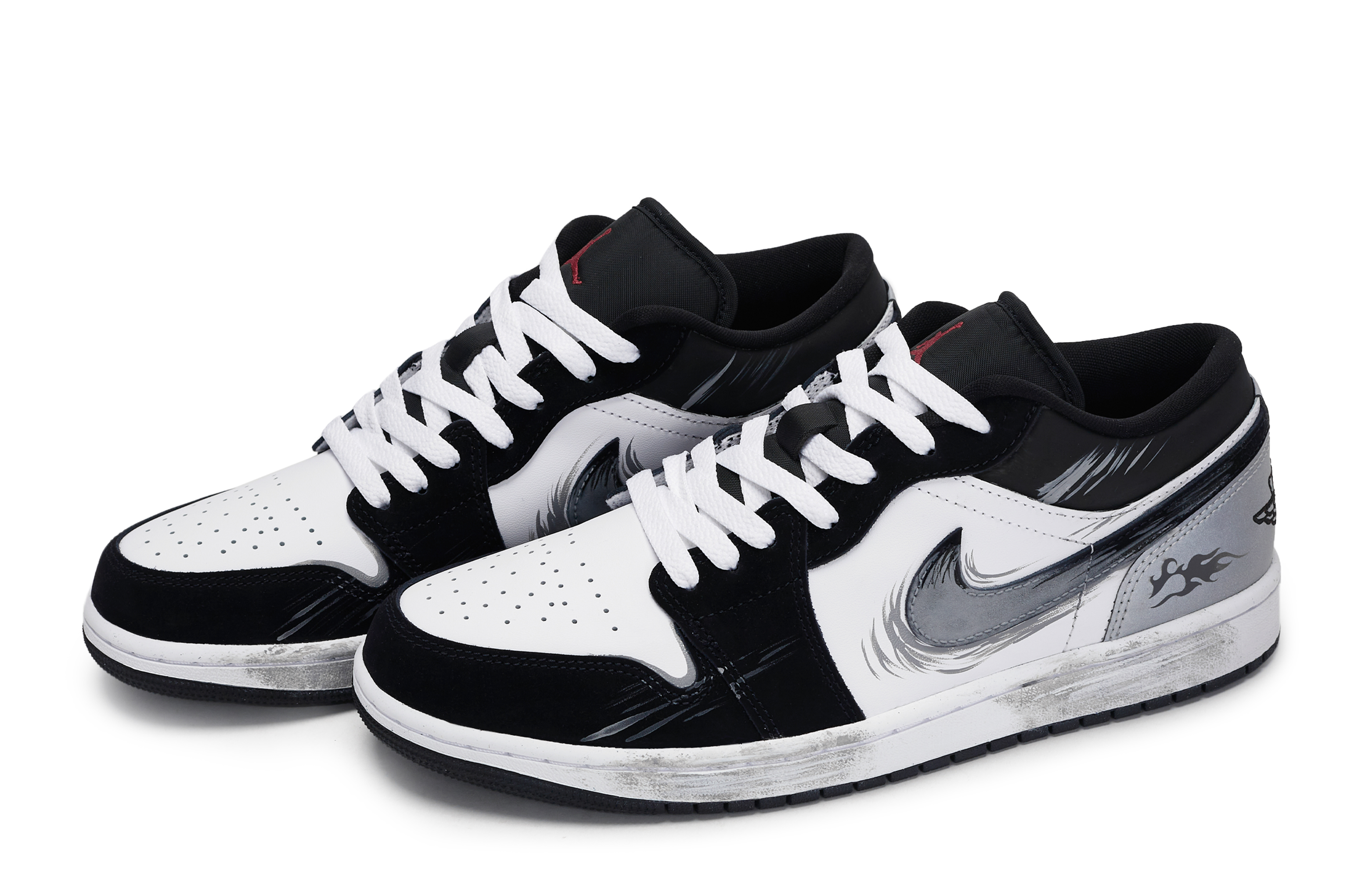 Jordan Air Jordan 1 Vintage Basketball Shoes Men’s Low Top Black/White/Gray/Silver