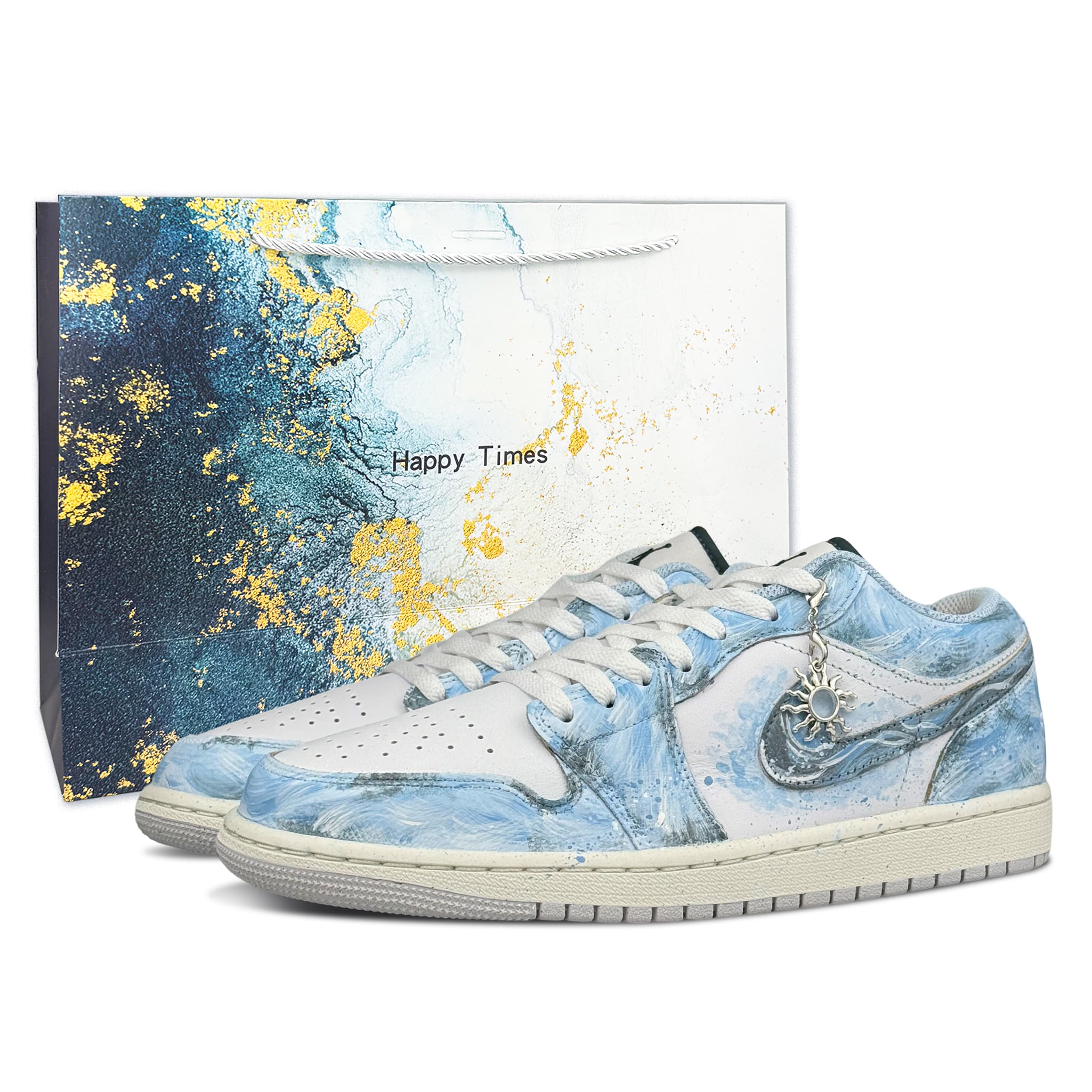 Jordan Air Jordan 1 Abrasion Resistant Abrasion Resistant Low top Vintage Basketball Shoes Unisex Sky Blue