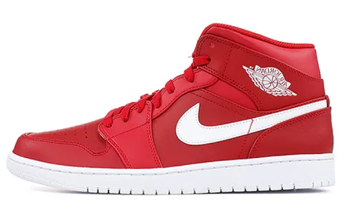 Jordan Air Jordan 1 Retro Mid Gym Red White Shock Absorbing Anti-Slip Mid Top Retro Basketball Shoes Men's Red