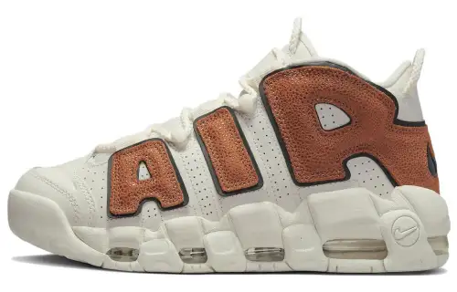 Nike Air More Uptempo dark russet Pippen trend big air mid-top retro basketball shoes women's white brown