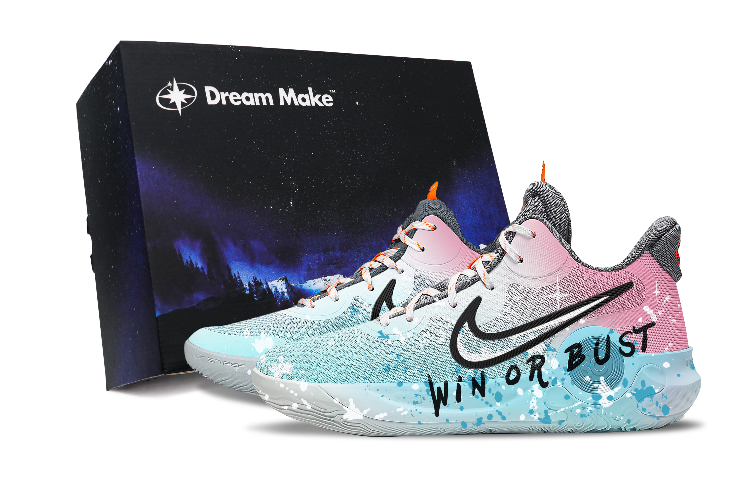 Nike KD Trey 5 IX Observer Black Gift Box Slip Resistant Abrasion Resistant Mid top Basketball Shoes Unisex Pink Blue