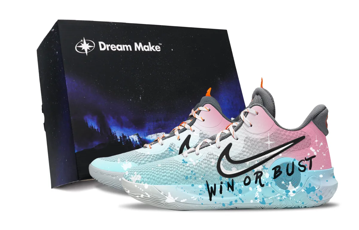 Nike KD Trey 5 IX Observer Black Gift Box Slip Resistant Abrasion Resistant Mid top Basketball Shoes Unisex Pink Blue