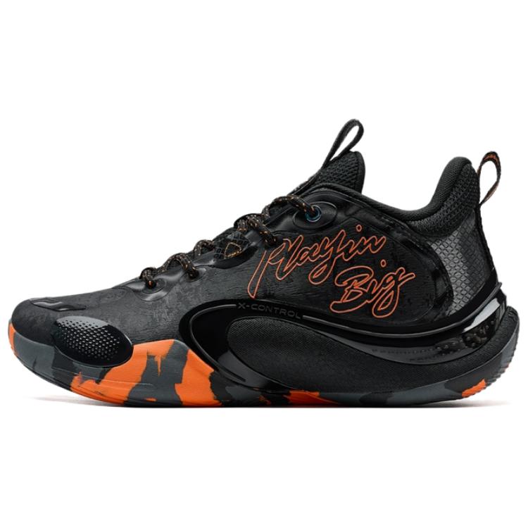 XTEP Slip Resistant Abrasion Resistant Slip Resistant Abrasion Resistant Low top Basketball Shoes Men’s Black Orange