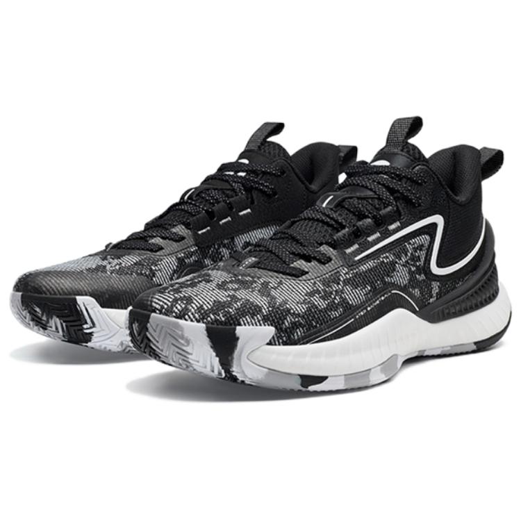 XTEP Jie Ao 2 Slip Resistant Abrasion Resistant Low top Basketball Shoes Men’s Black White Gray