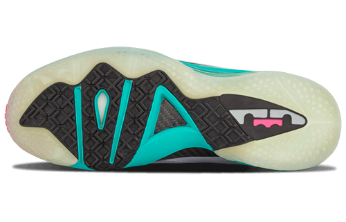 Мужские кроссовки Nike Lebron 9 Elite PS Elite "South Beach" (серые с розовым) — 狼灰/薄荷/绿/粉红闪 — фото 5