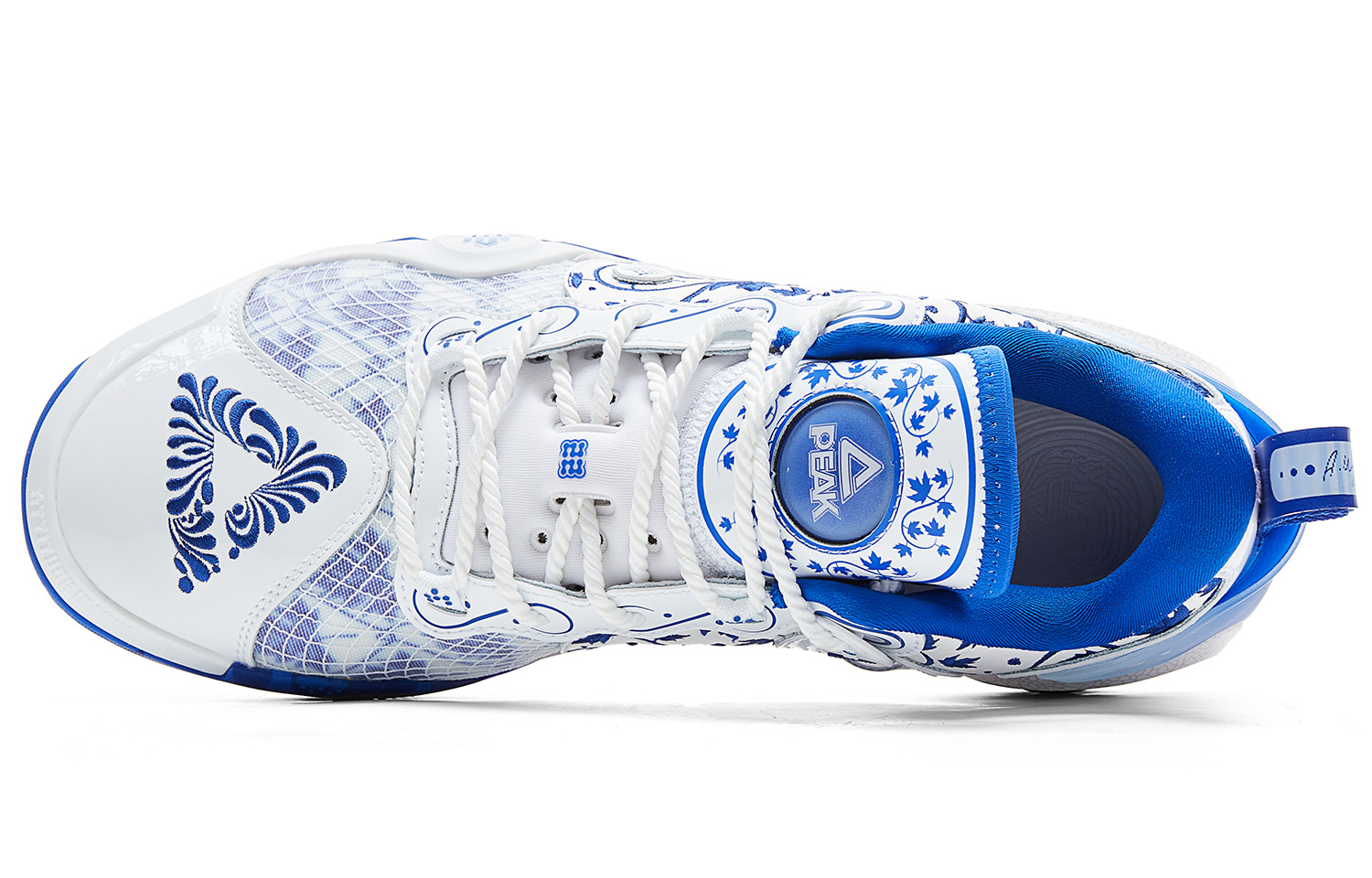PEAK Wiggins AW3 Basketball Shoes Men’s Low Top All White Bright Blue