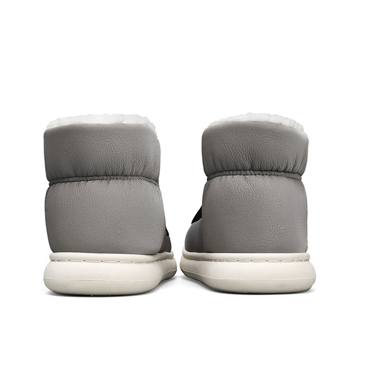 Warrior Minimalist Style Versatile, Thickened And Fleece Lined, Casual Comfortable Crew Snow Boots Men's Gray Black