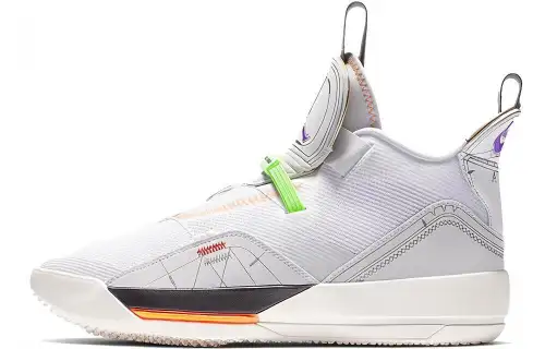 Jordan Air Jordan 33 Vast Gray OG model, simple and comfortable, shock-absorbing and wear-resistant, mid-top basketball shoes, men's white gray