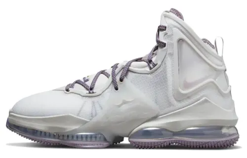 Nike Lebron 19 James 19 round toe lace-up fabric, shock-absorbing, non-slip, wear-resistant and breathable, high-top, practical basketball shoes, same style for men and women, gray purple, foreign version