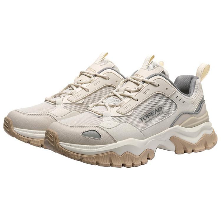 TOREAD Slip Resistant Abrasion Resistant Low top Hiking Shoes Men’s Ecru