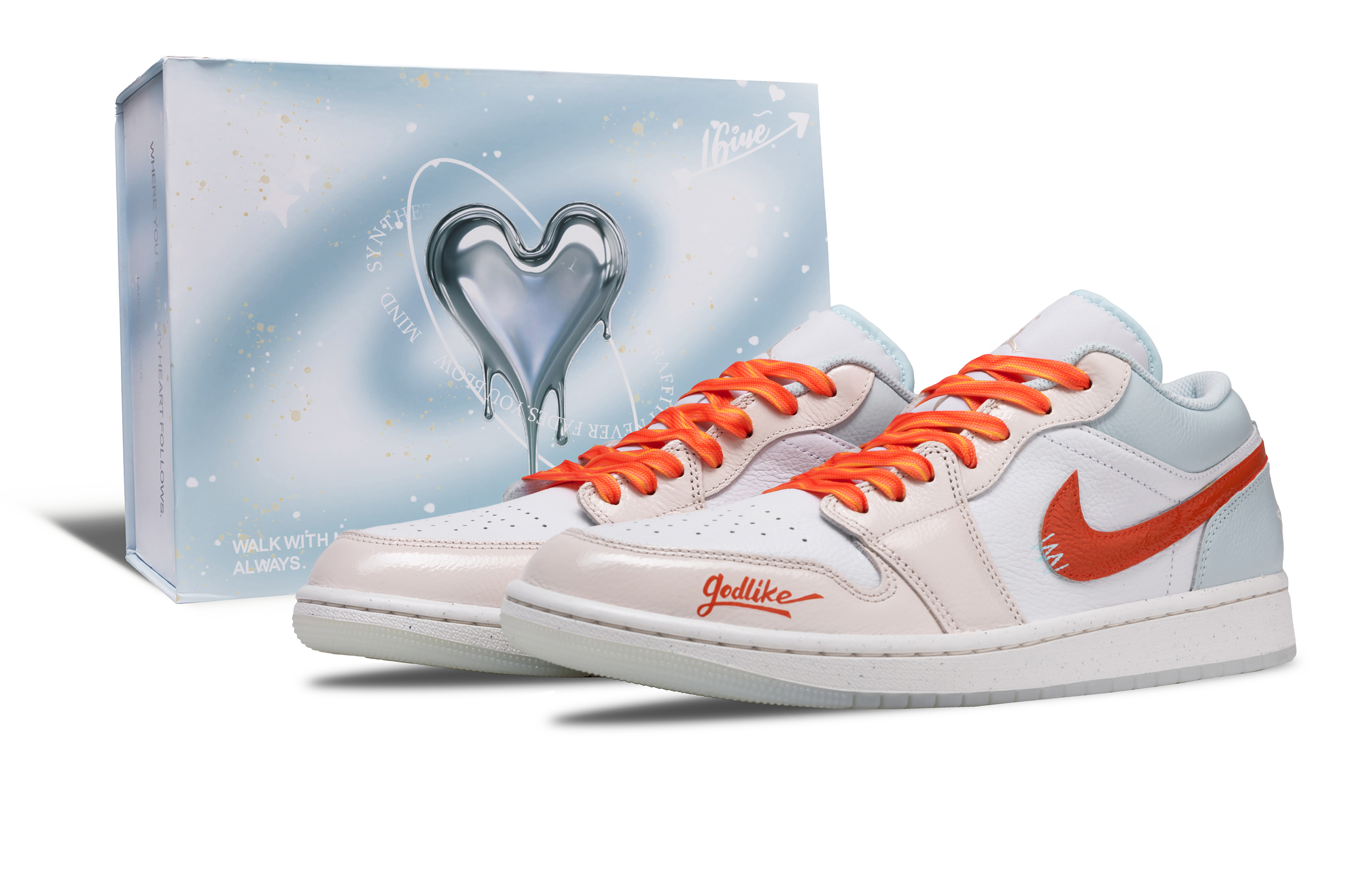 Jordan Air Jordan 1 Litchi Summer Abrasion Resistant Low top Vintage Basketball Shoes Men’s White Orange Blue
