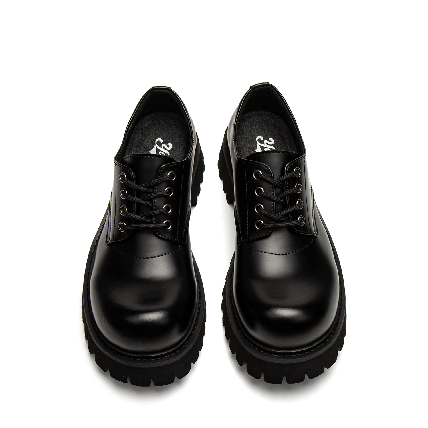 Youthloser Shiny Derby Casual Shoes Unisex Bright Black