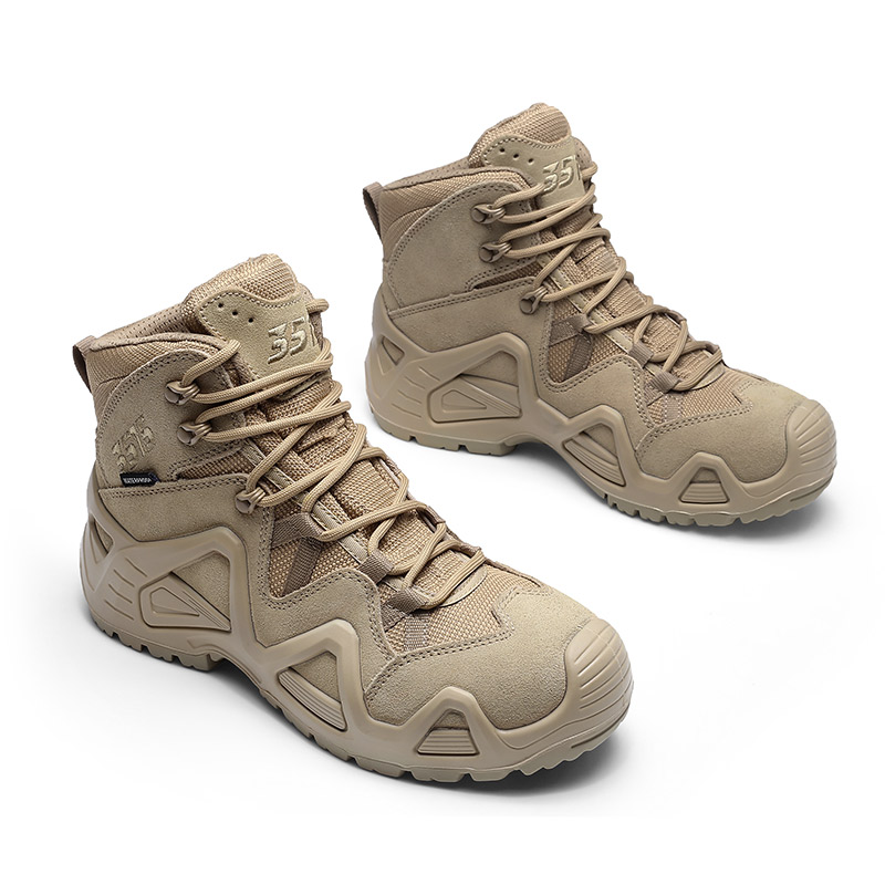 QIANGREN 3515 Mountaineering Hiking Shoes Men’s Apricot